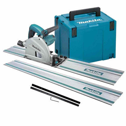 Makita SP6000J2 Plunge Saw with 2 x 1.5m Rails, Connector Bar & Case 240V